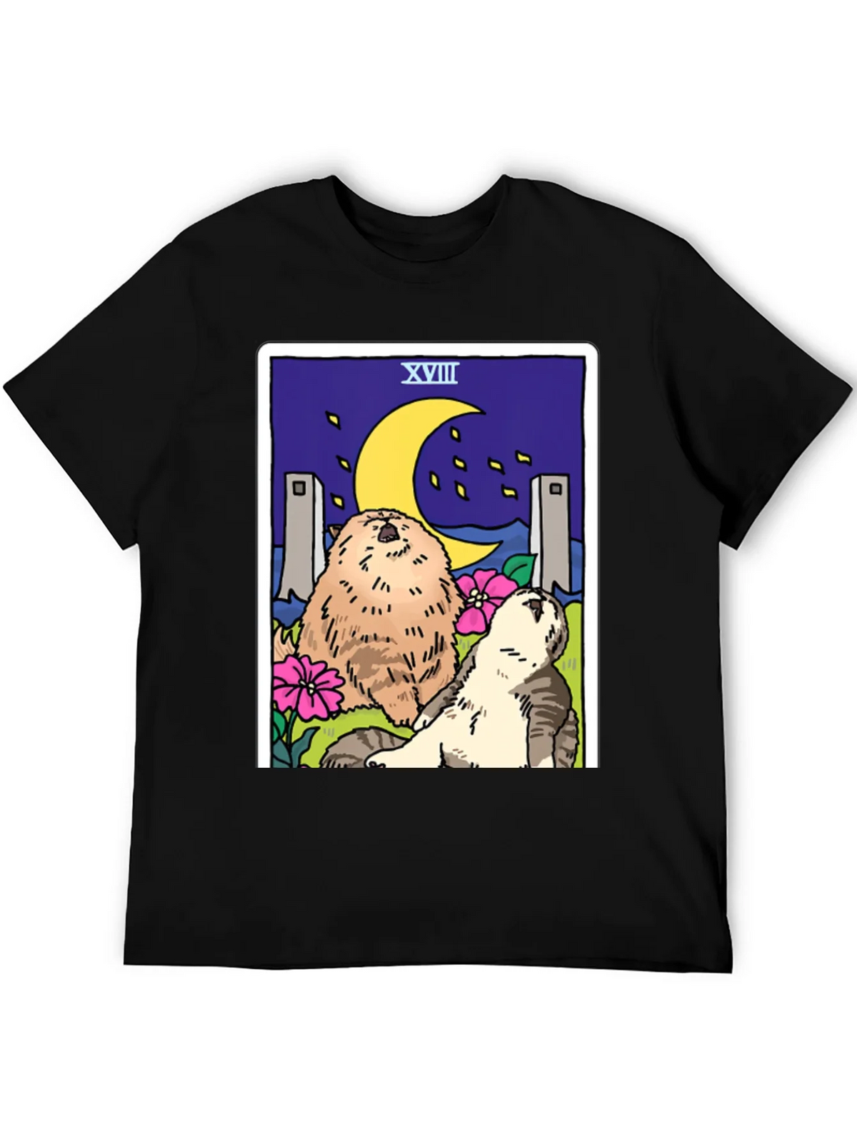 Moon Tarot Card Cats Graphic T-Shirt product image 5