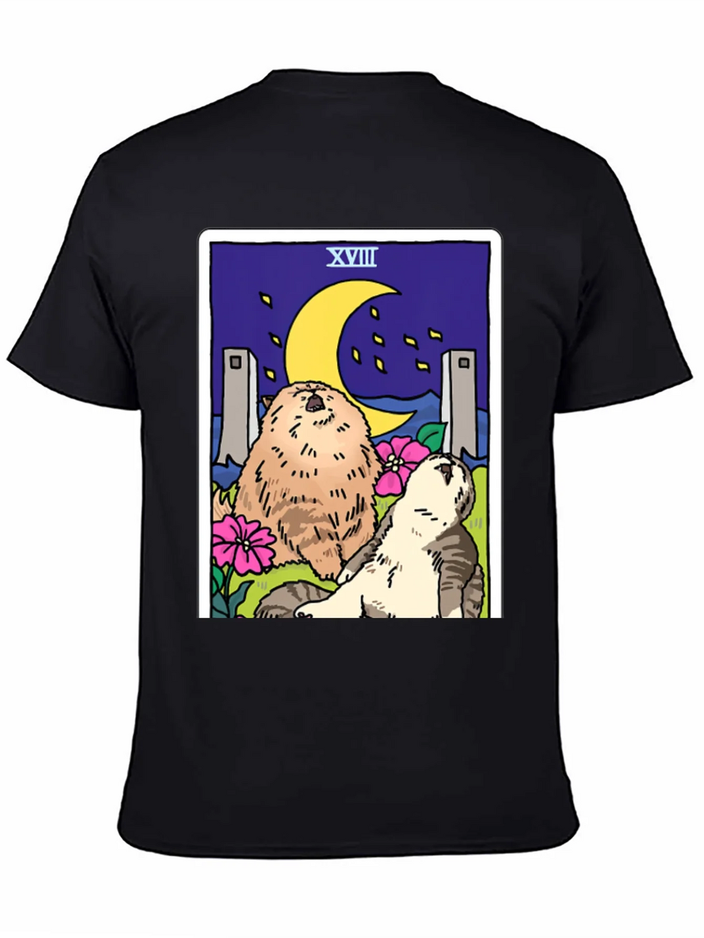 Moon Tarot Card Cats Graphic T-Shirt product image 4