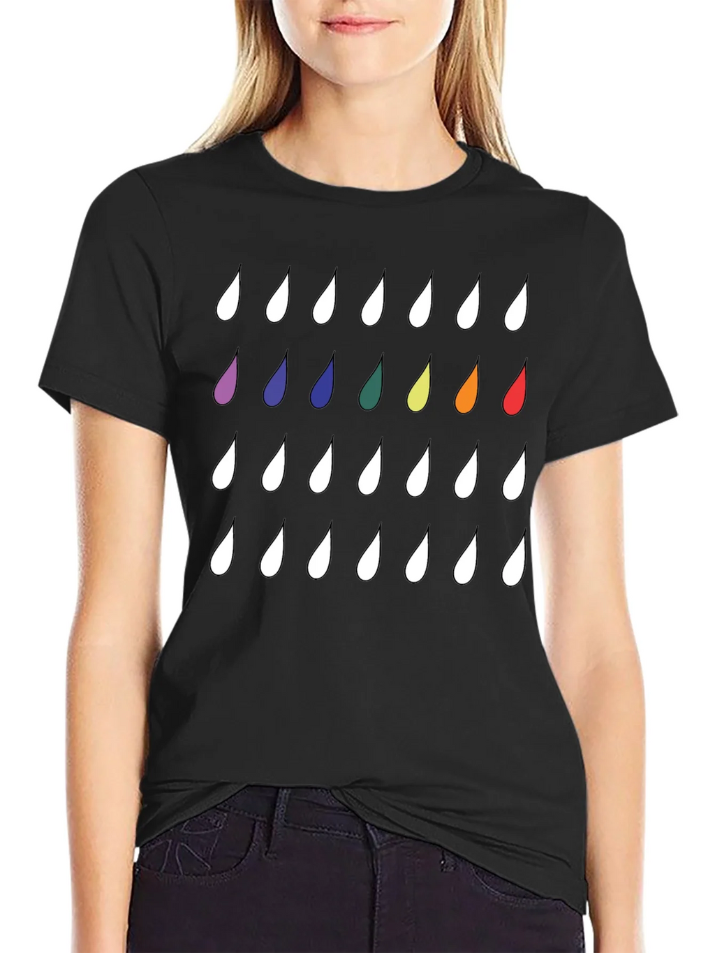 Rainbow Drops Black T-Shirt - Modern Casual Style product image 2