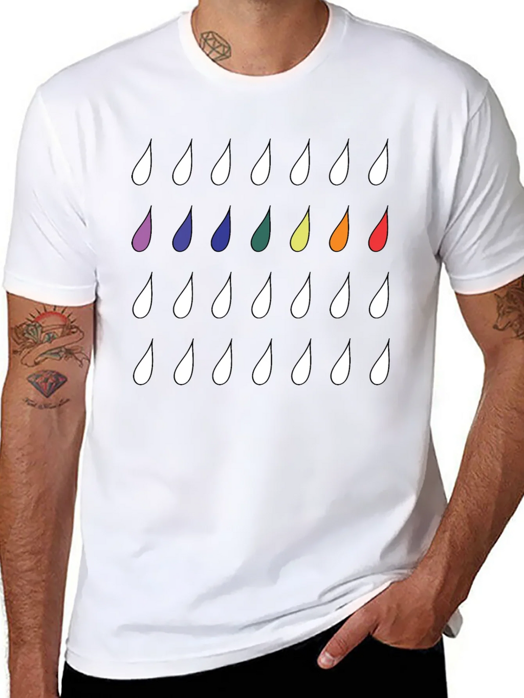 Rainbow Drops Black T-Shirt - Modern Casual Style product image 7
