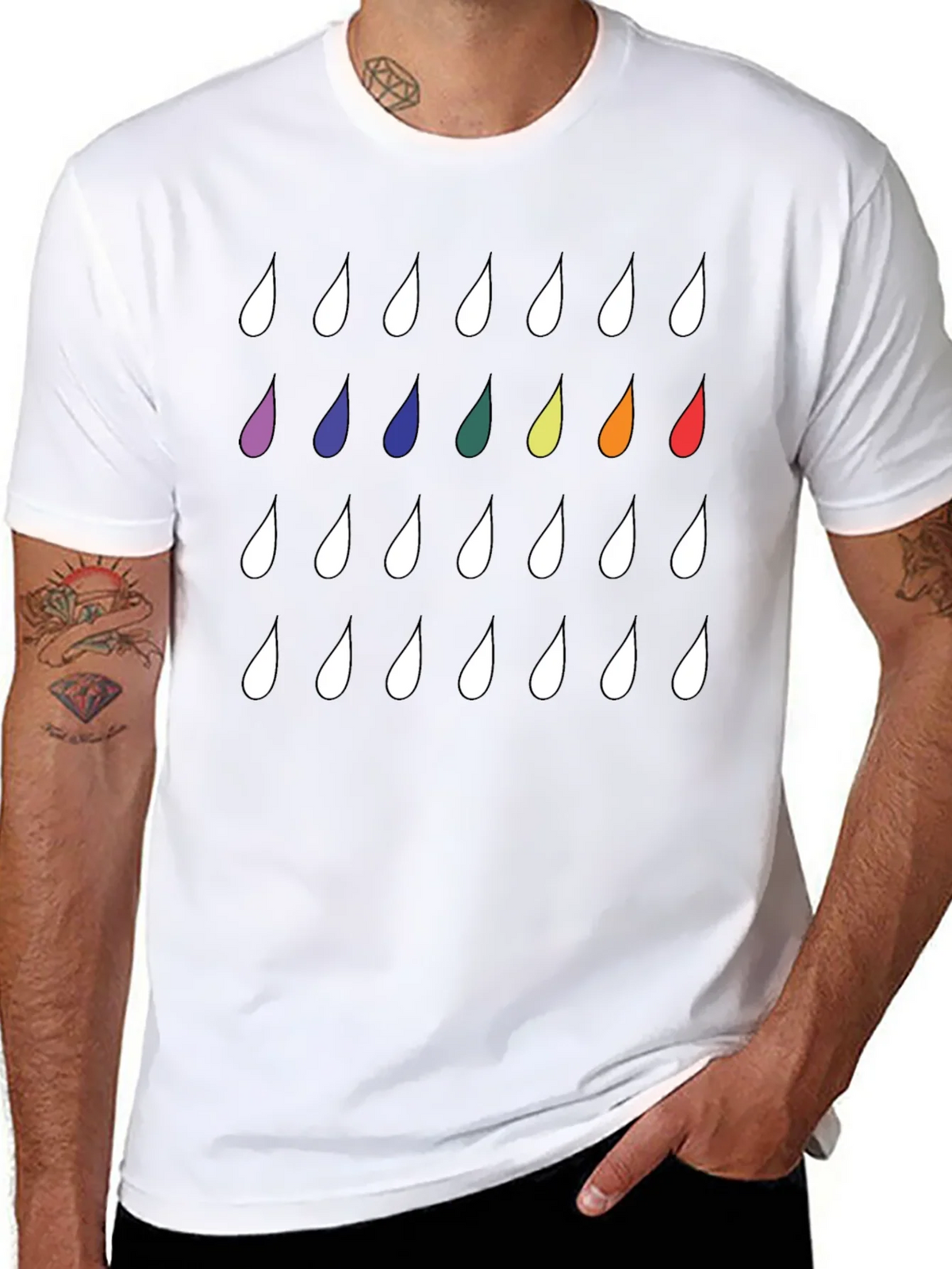 Rainbow Drops Black T-Shirt - Modern Casual Style product image 7