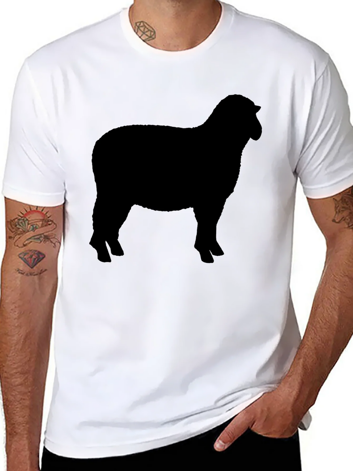 Sheep Silhouette Graphic Tee - Black Cotton T-Shirt product image 7