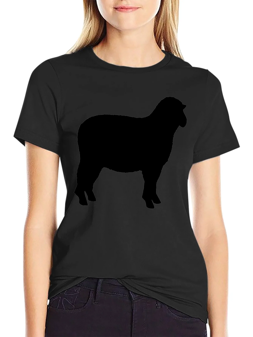 Sheep Silhouette Graphic Tee - Black Cotton T-Shirt product image 2