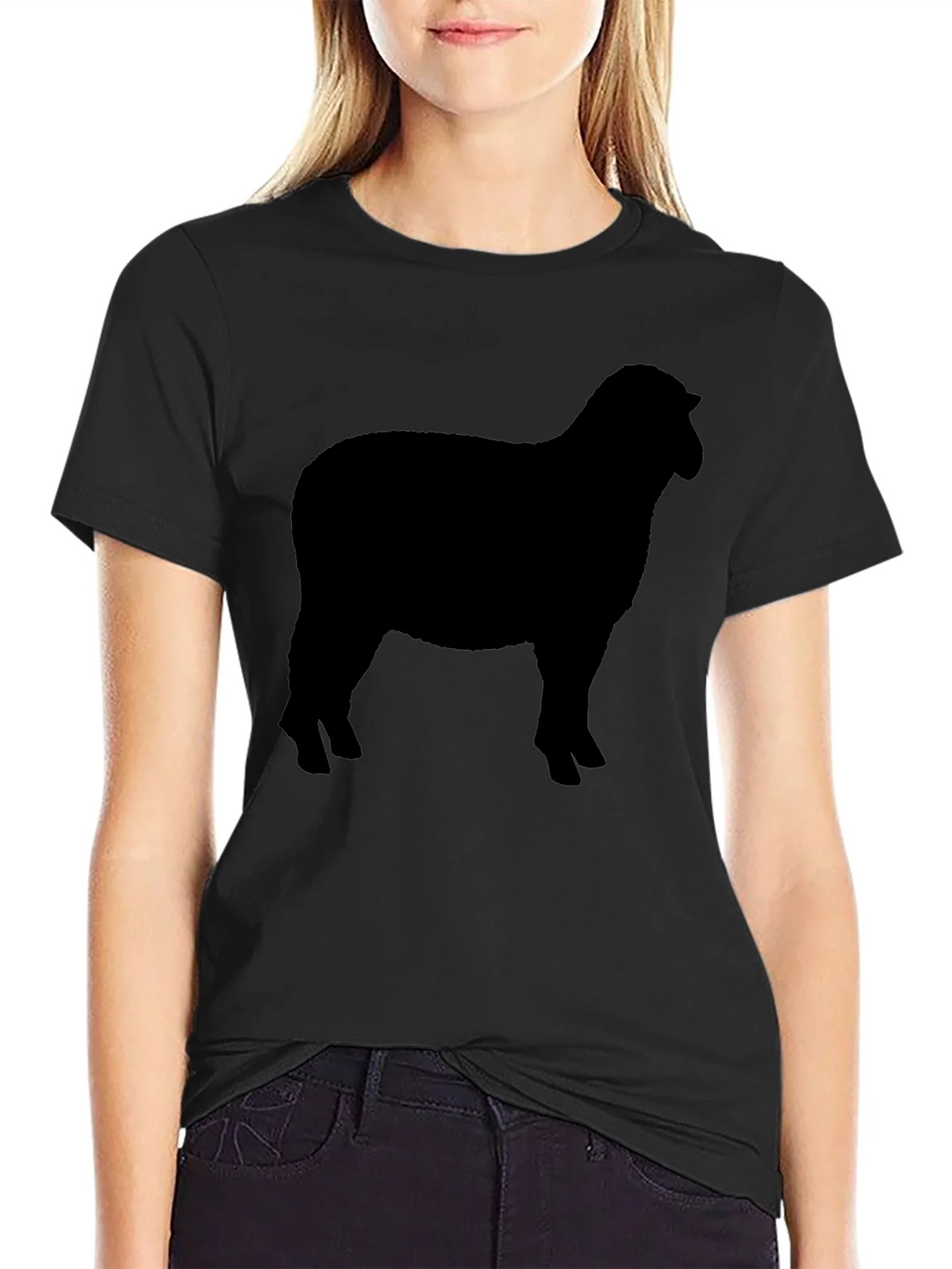 Sheep Silhouette Graphic Tee - Black Cotton T-Shirt product image 2