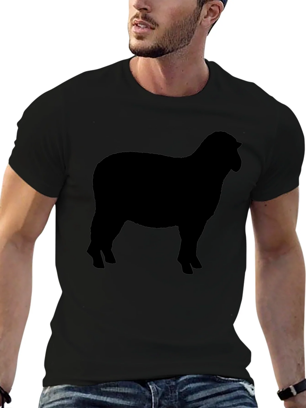 Sheep Silhouette Graphic Tee - Black Cotton T-Shirt product image 6