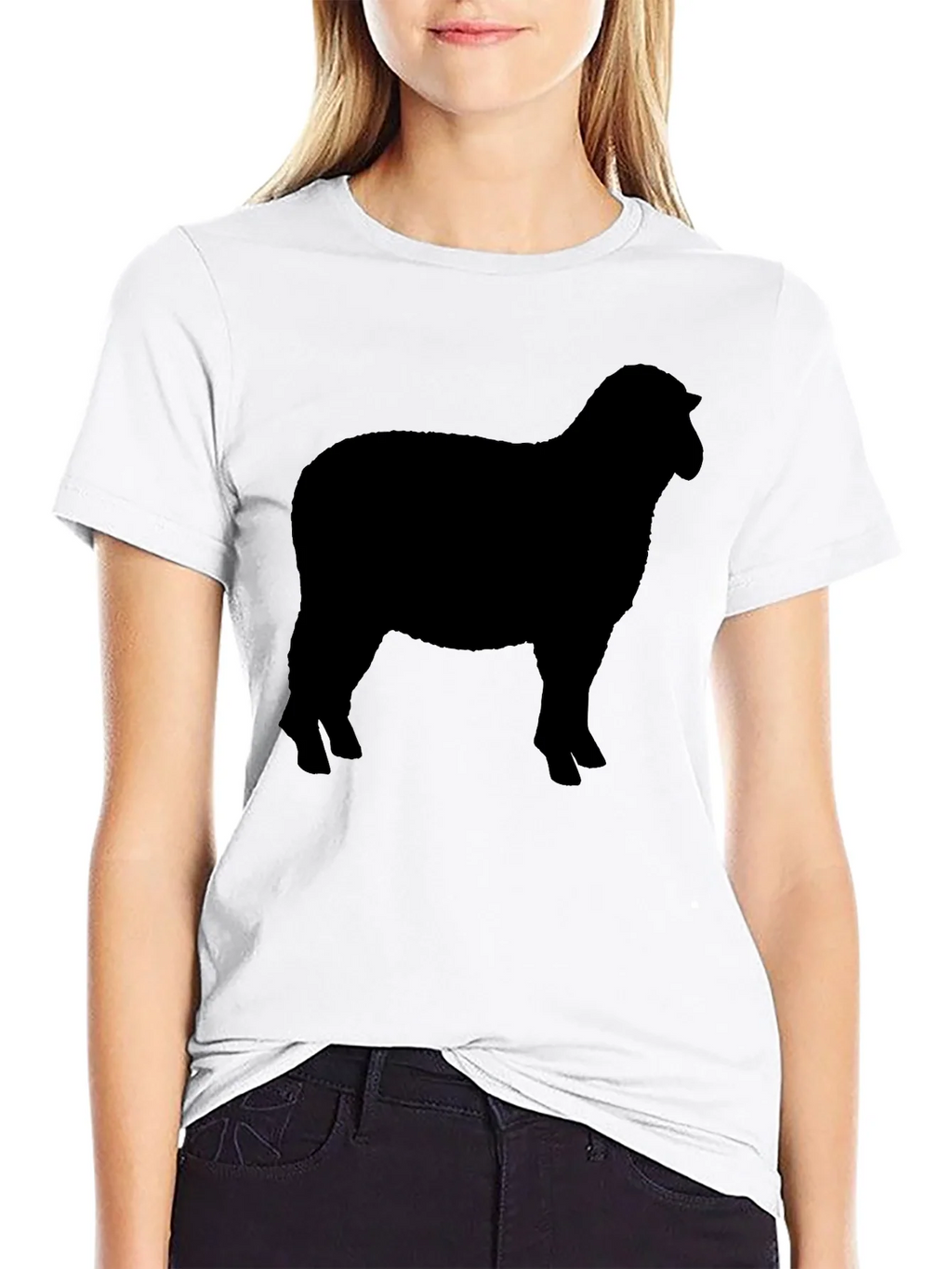 Sheep Silhouette Graphic Tee - Black Cotton T-Shirt product image 8
