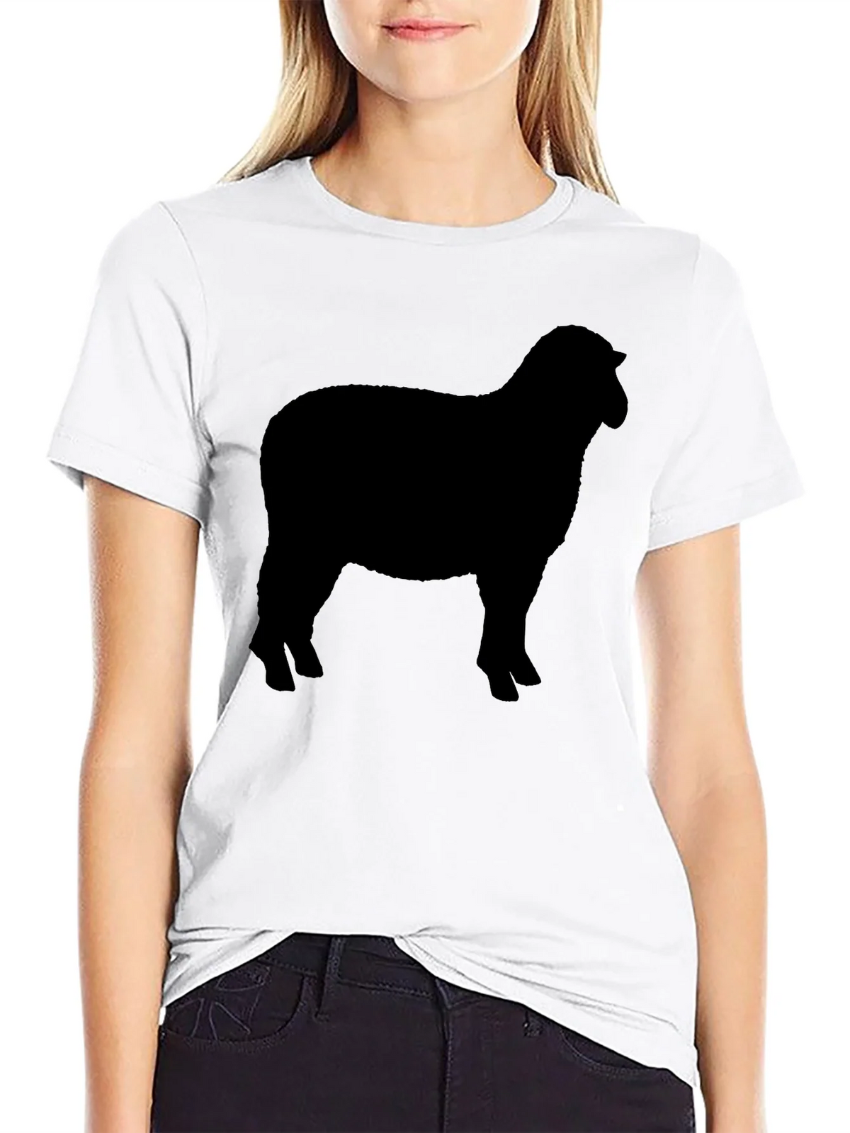 Sheep Silhouette Graphic Tee - Black Cotton T-Shirt product image 8