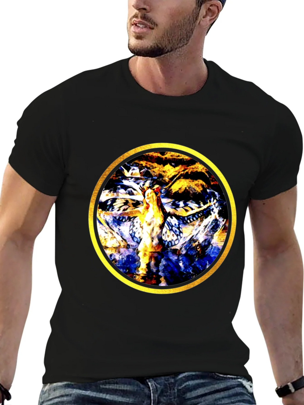 Abstract Butterfly Circle Graphic Tee product image 6