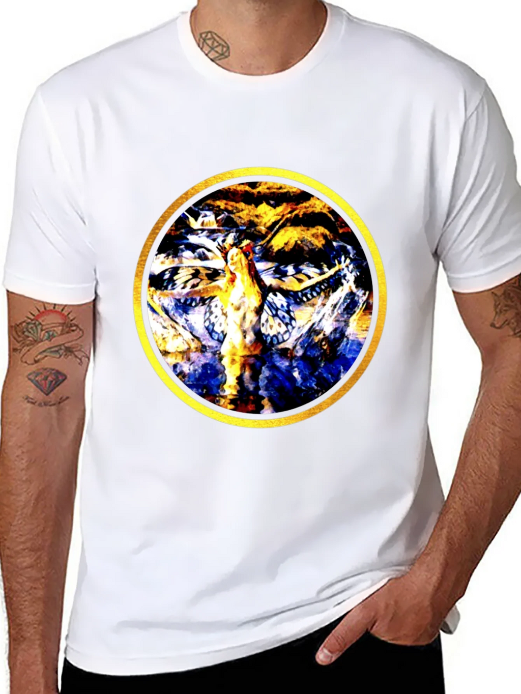 Abstract Butterfly Circle Graphic Tee product image 7