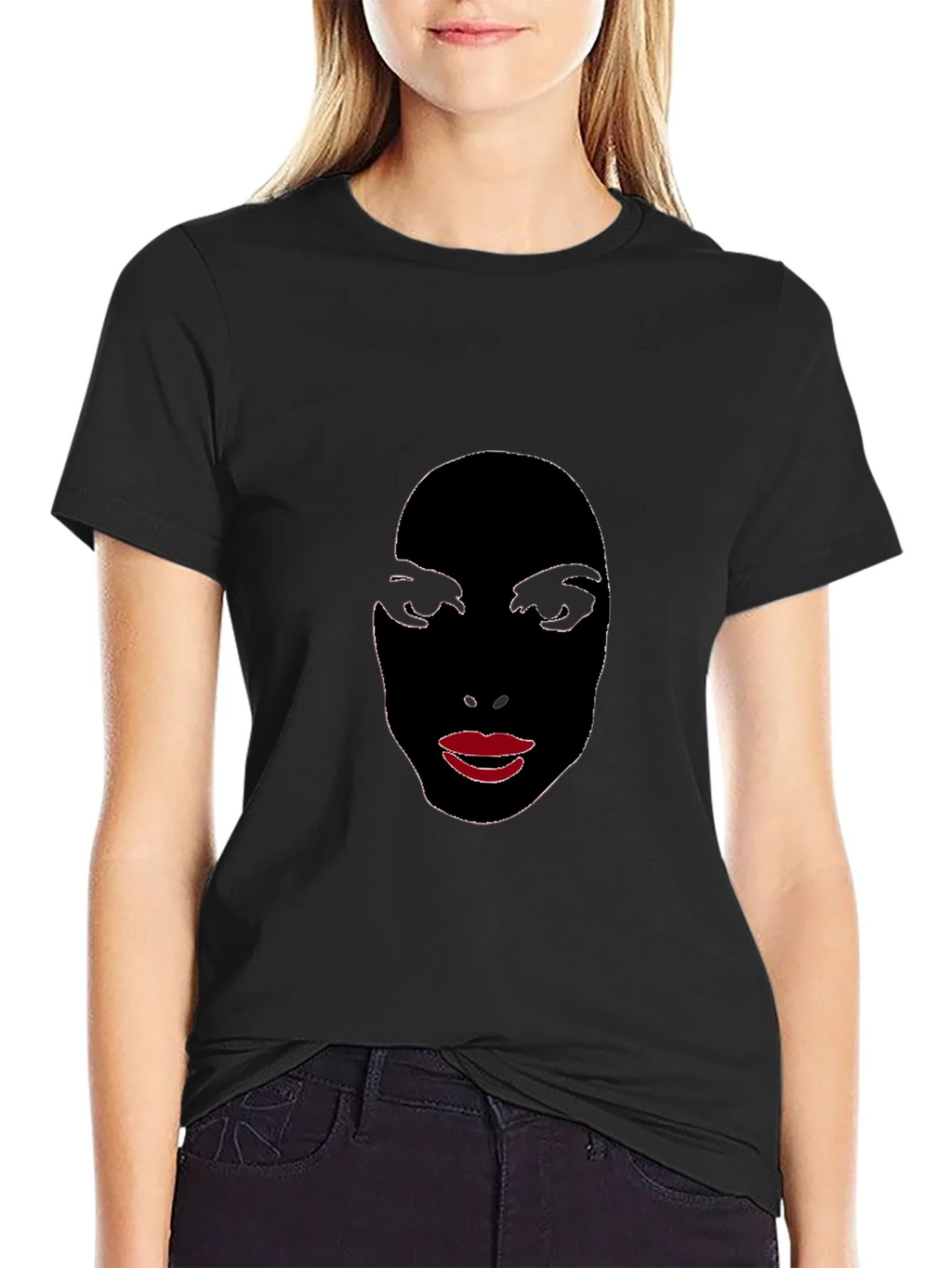 Abstract Face Graphic Tee - Stylish Black T-Shirt product image 2