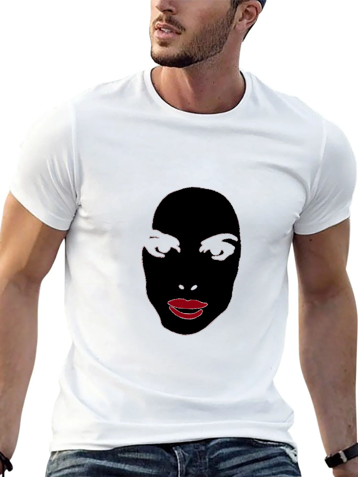 Abstract Face Graphic Tee - Stylish Black T-Shirt product image 12