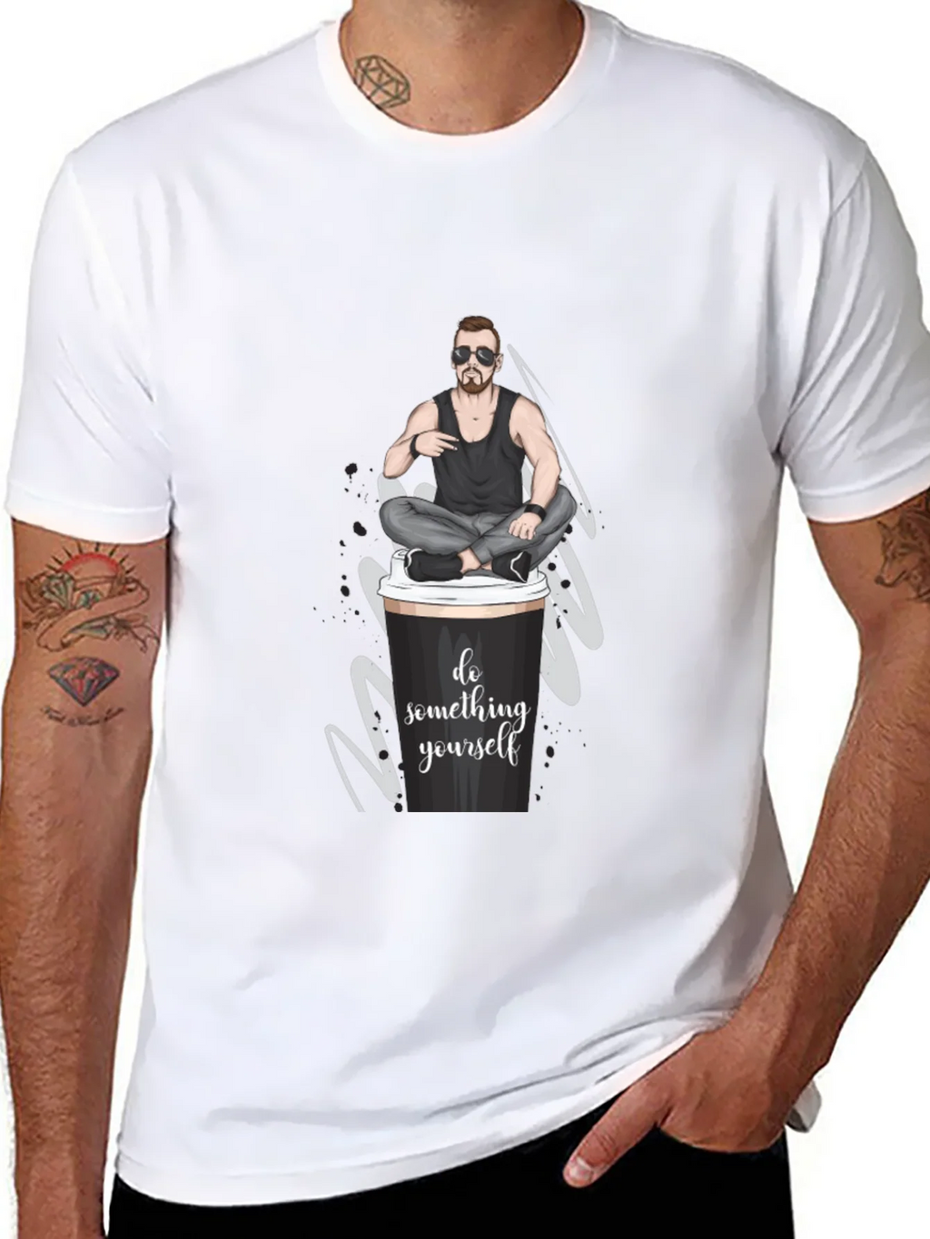 Cool Coffee Cup Man T-Shirt