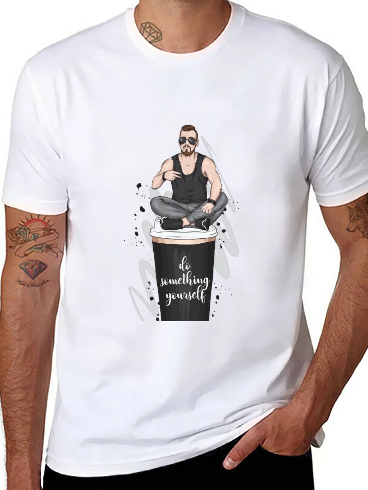 Cool Coffee Cup Man T-Shirt