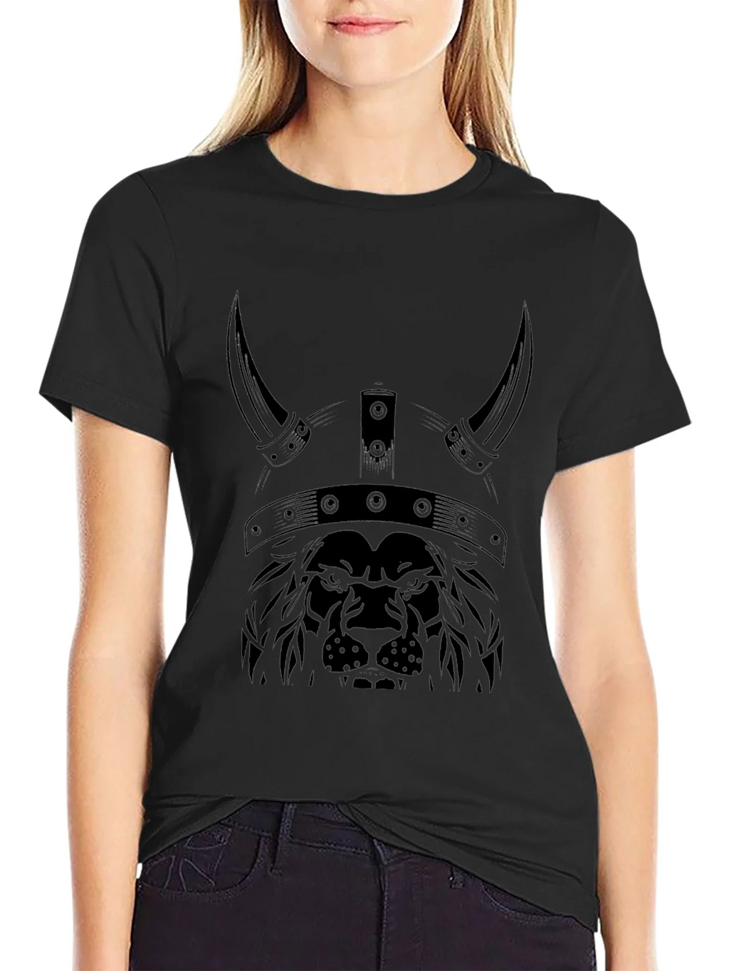 Lion Viking Helmet Graphic Tee - Black product image 2