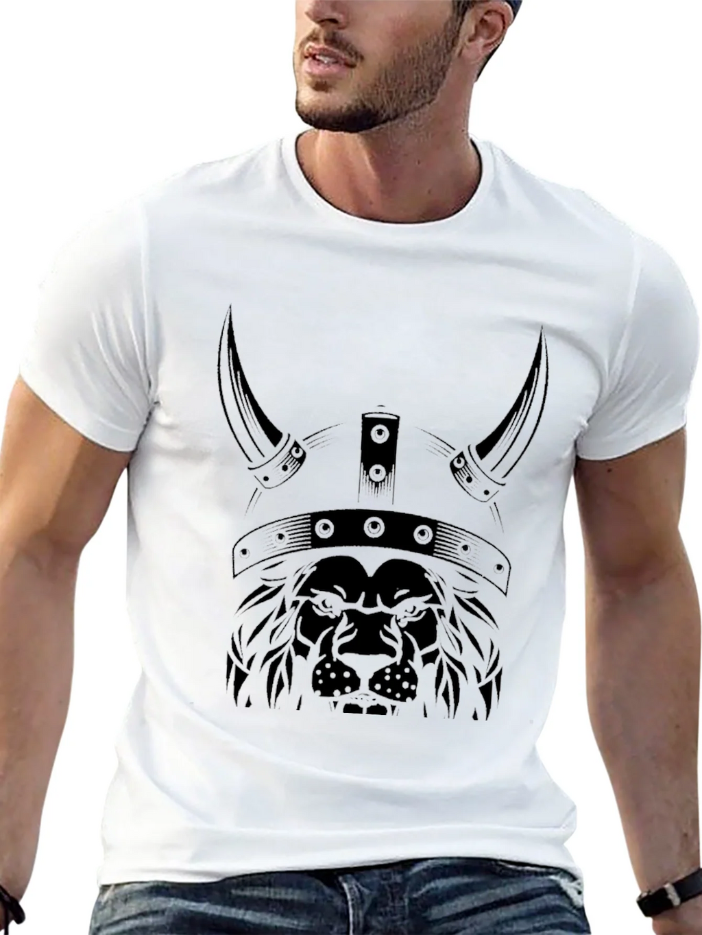 Lion Viking Helmet Graphic Tee - Black product image 12