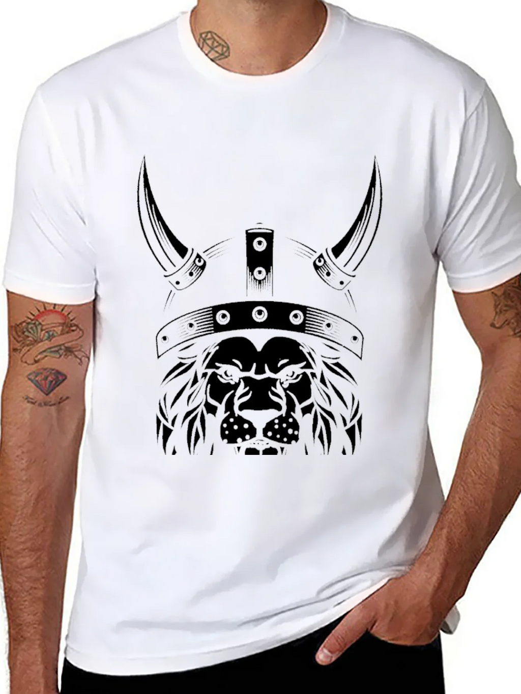 Lion Viking Helmet Graphic Tee - Black product image 7
