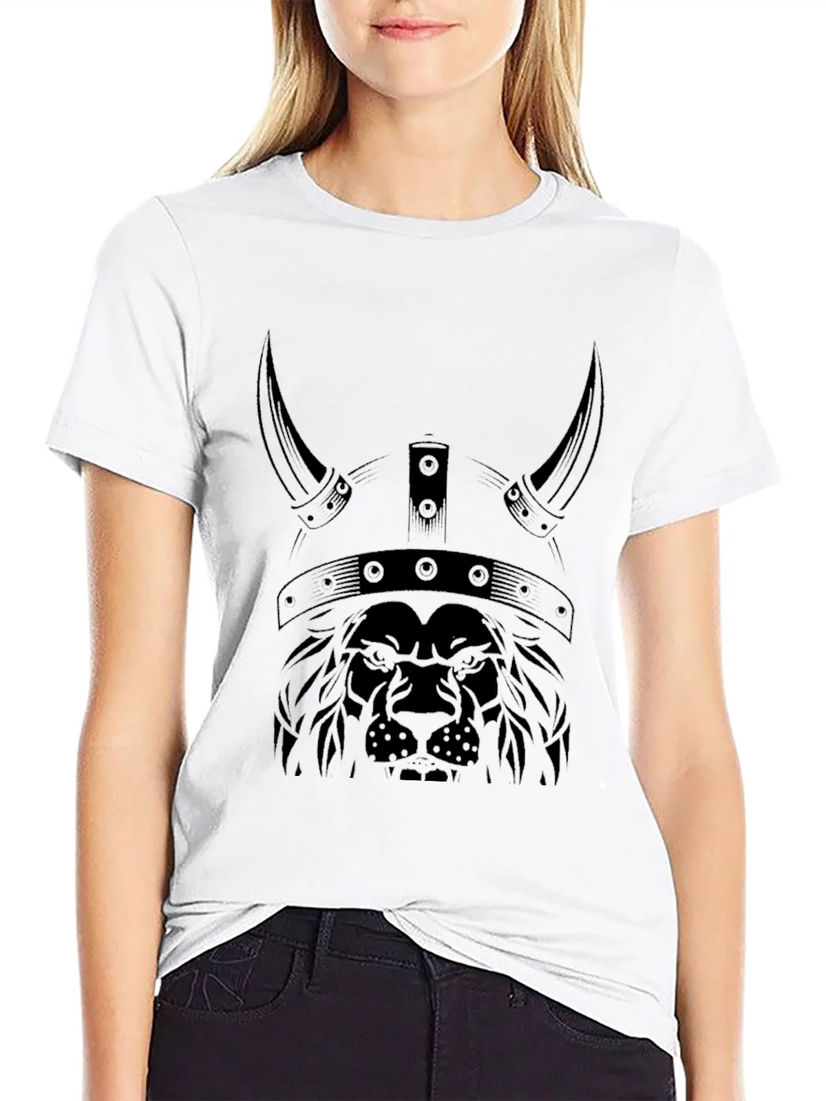 Lion Viking Helmet Graphic Tee - Black product image 8