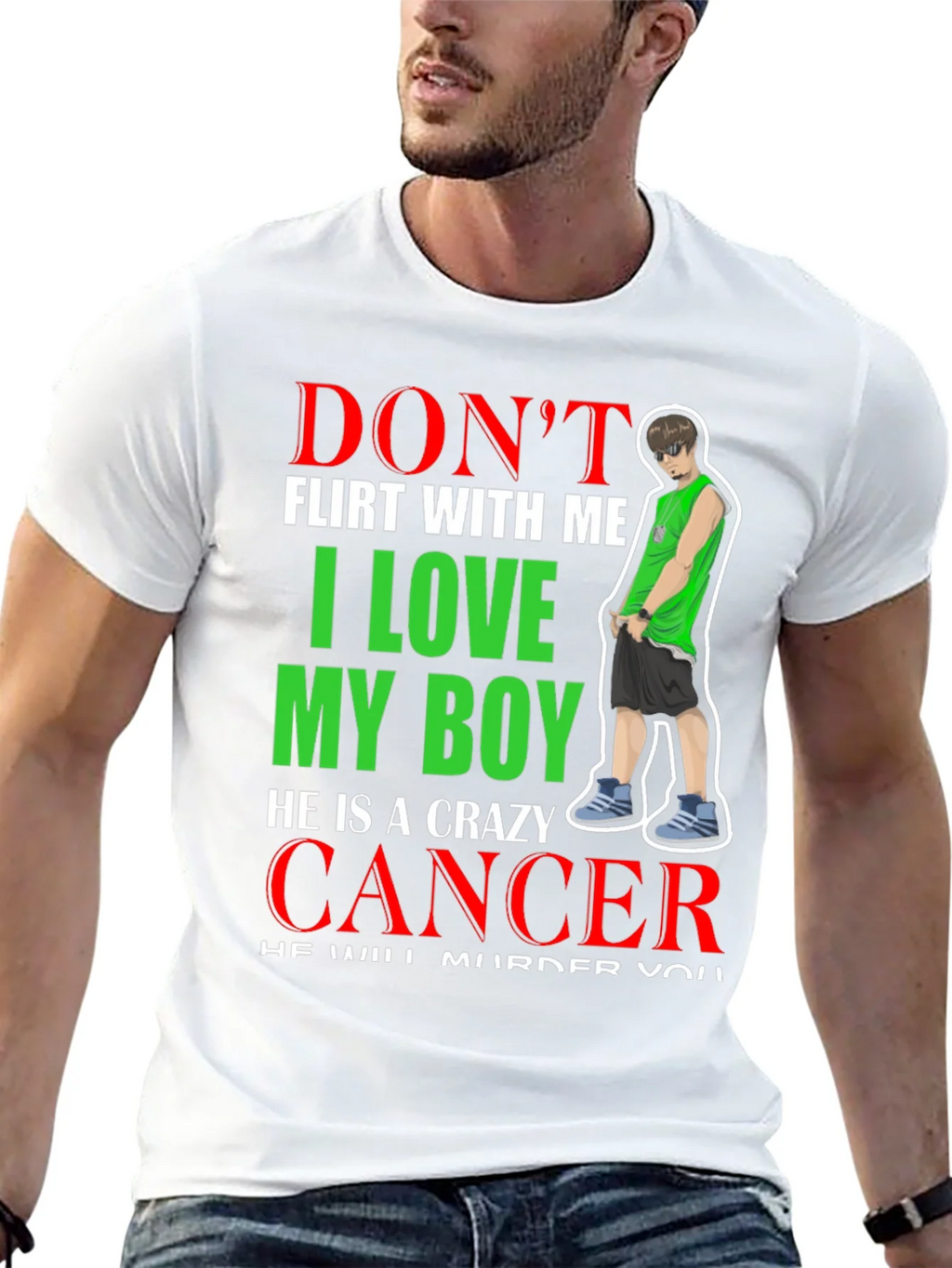 Dont Flirt T-Shirt: I Love My Boy Cancer product image 12