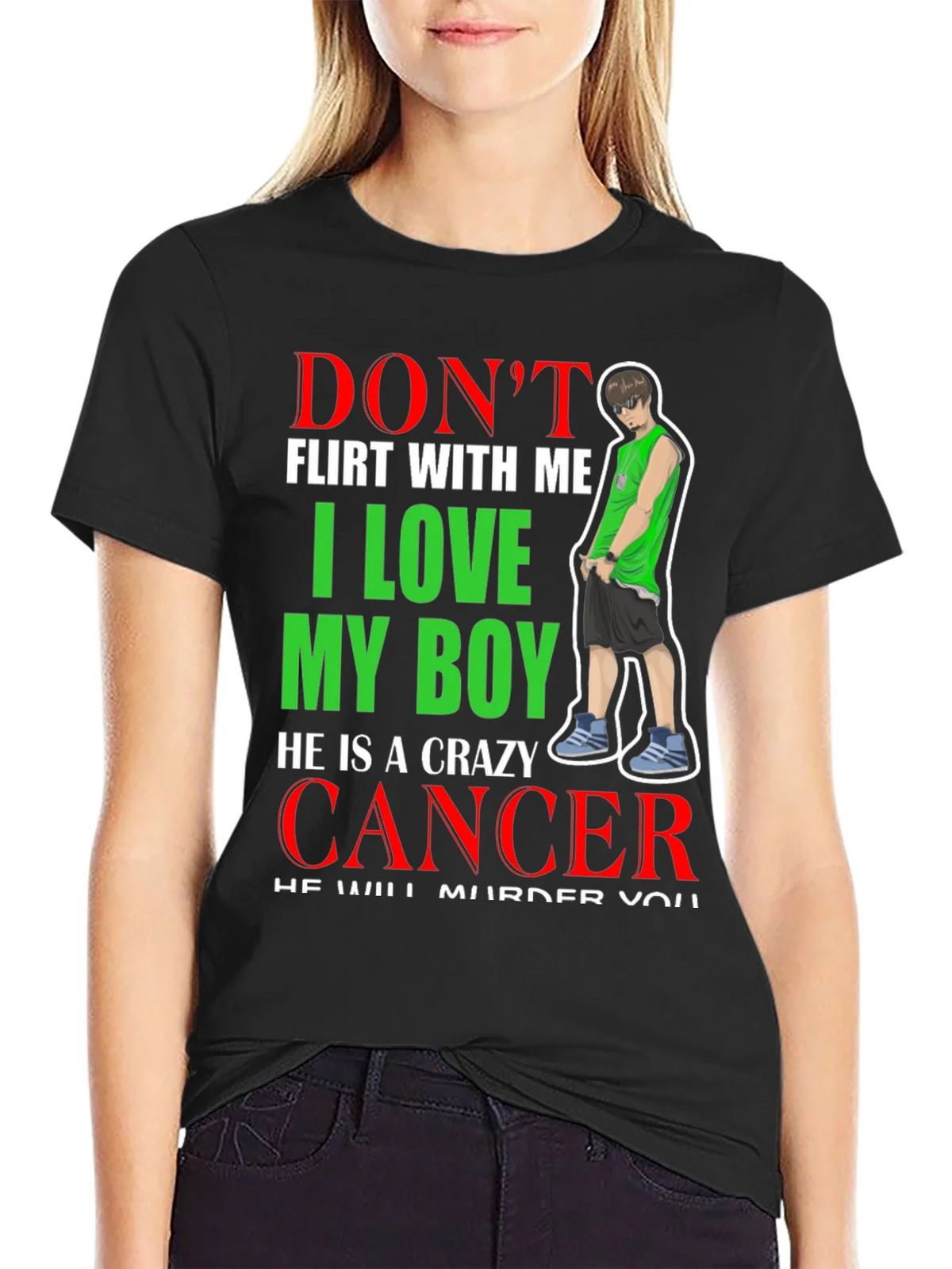 Dont Flirt T-Shirt: I Love My Boy Cancer product image 2