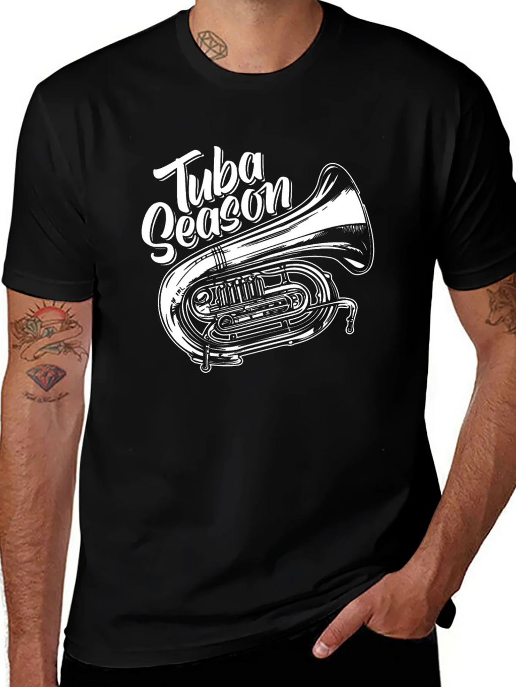 Tuba Season Black Graphic T-Shirt product image 1
