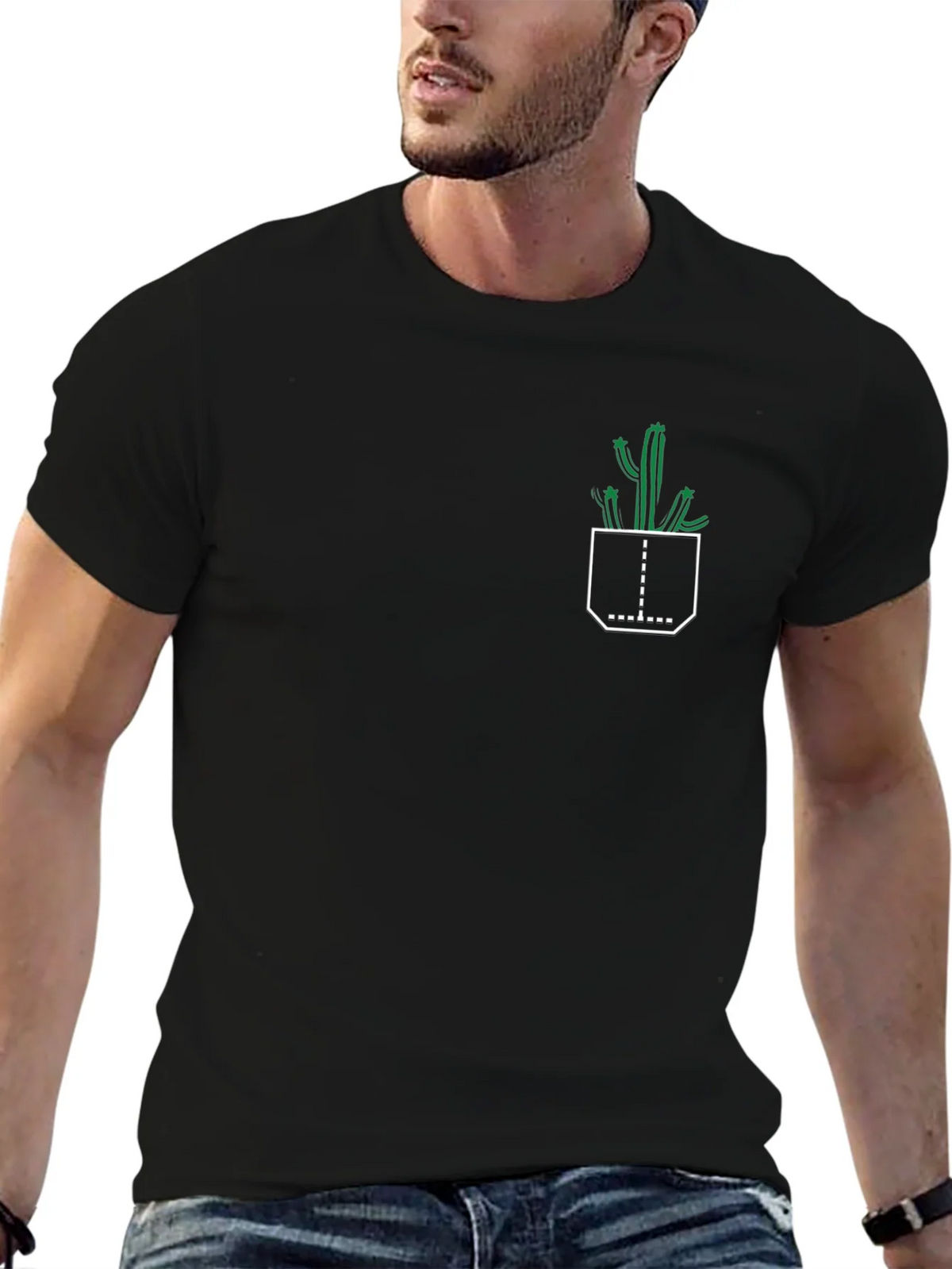 Cactus Pocket Black T-Shirt product image 6