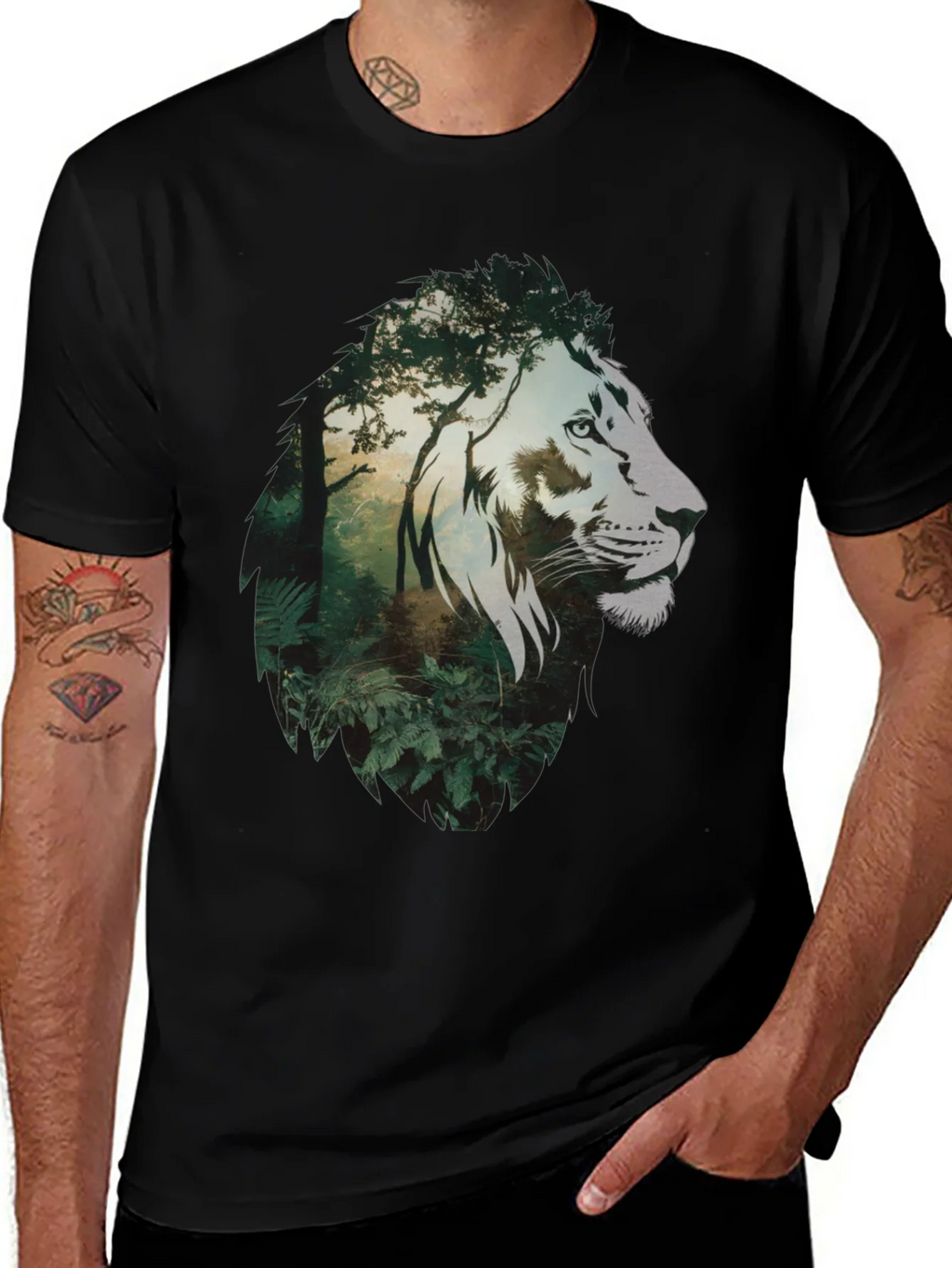Lion Jungle Graphic Tee - Mens Black T-Shirt product image 1