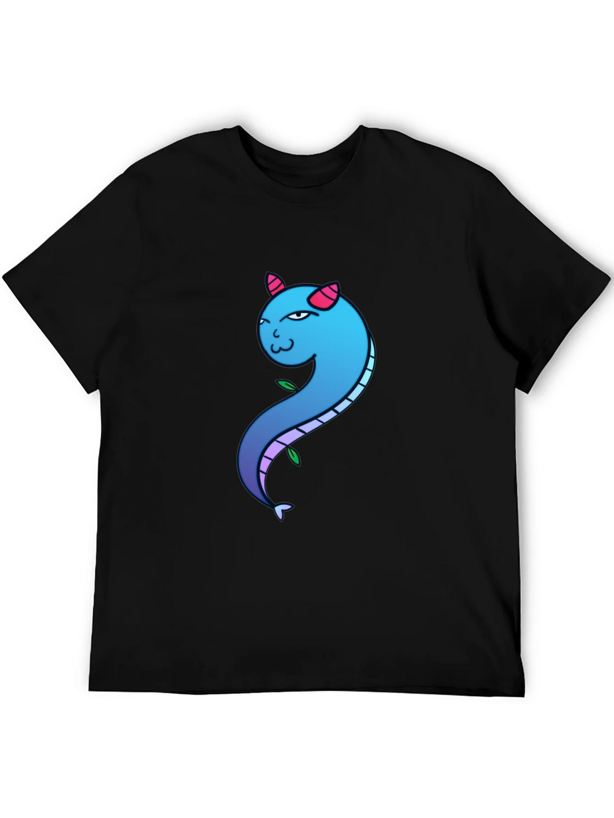 Blue Gradient Dragon Graphic Tee - Mens Black T-Shirt product image 5