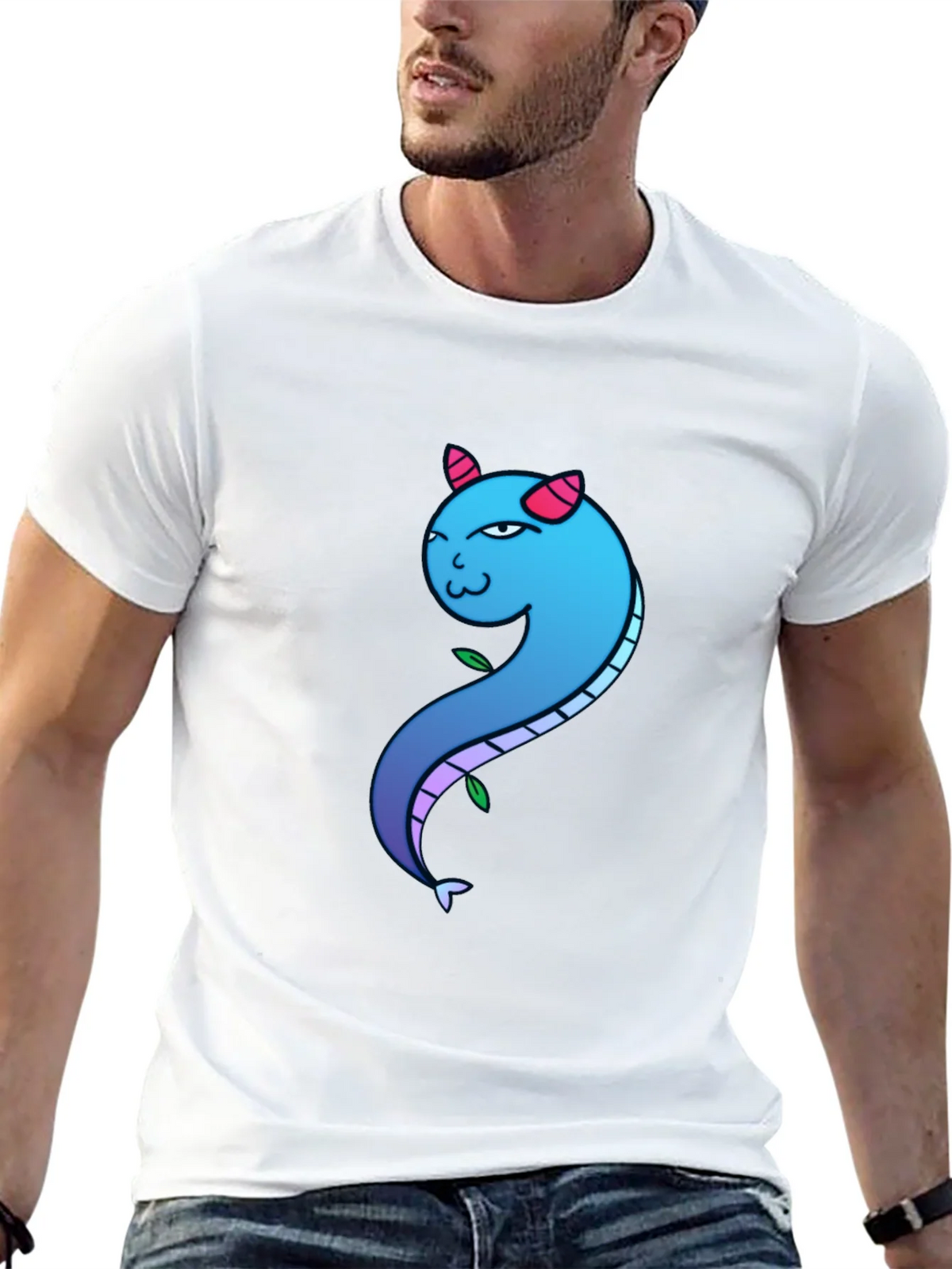 Blue Gradient Dragon Graphic Tee - Mens Black T-Shirt product image 12