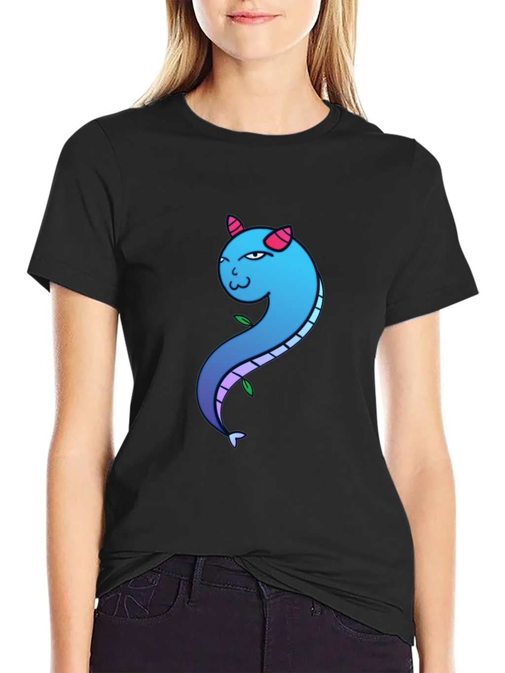 Blue Gradient Dragon Graphic Tee - Mens Black T-Shirt product image 2