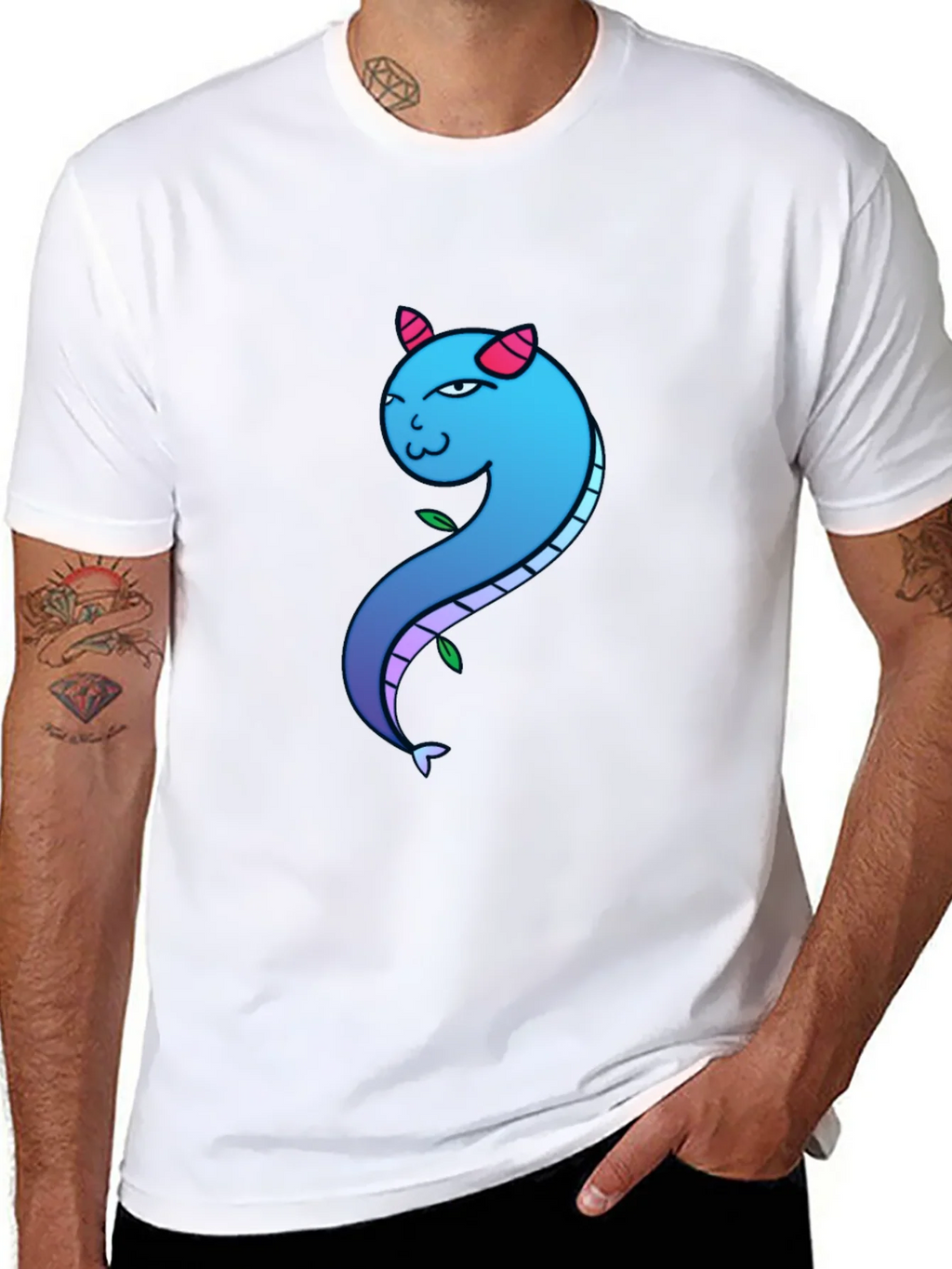 Blue Gradient Dragon Graphic Tee - Mens Black T-Shirt product image 7