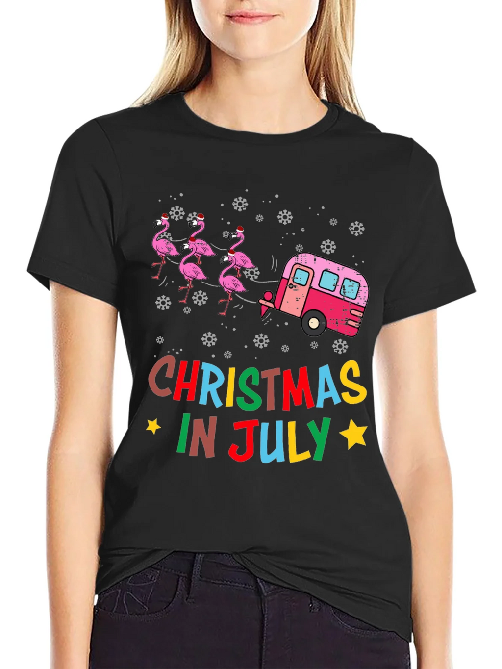 Christmas in July Flamingo T-Shirt product image 2
