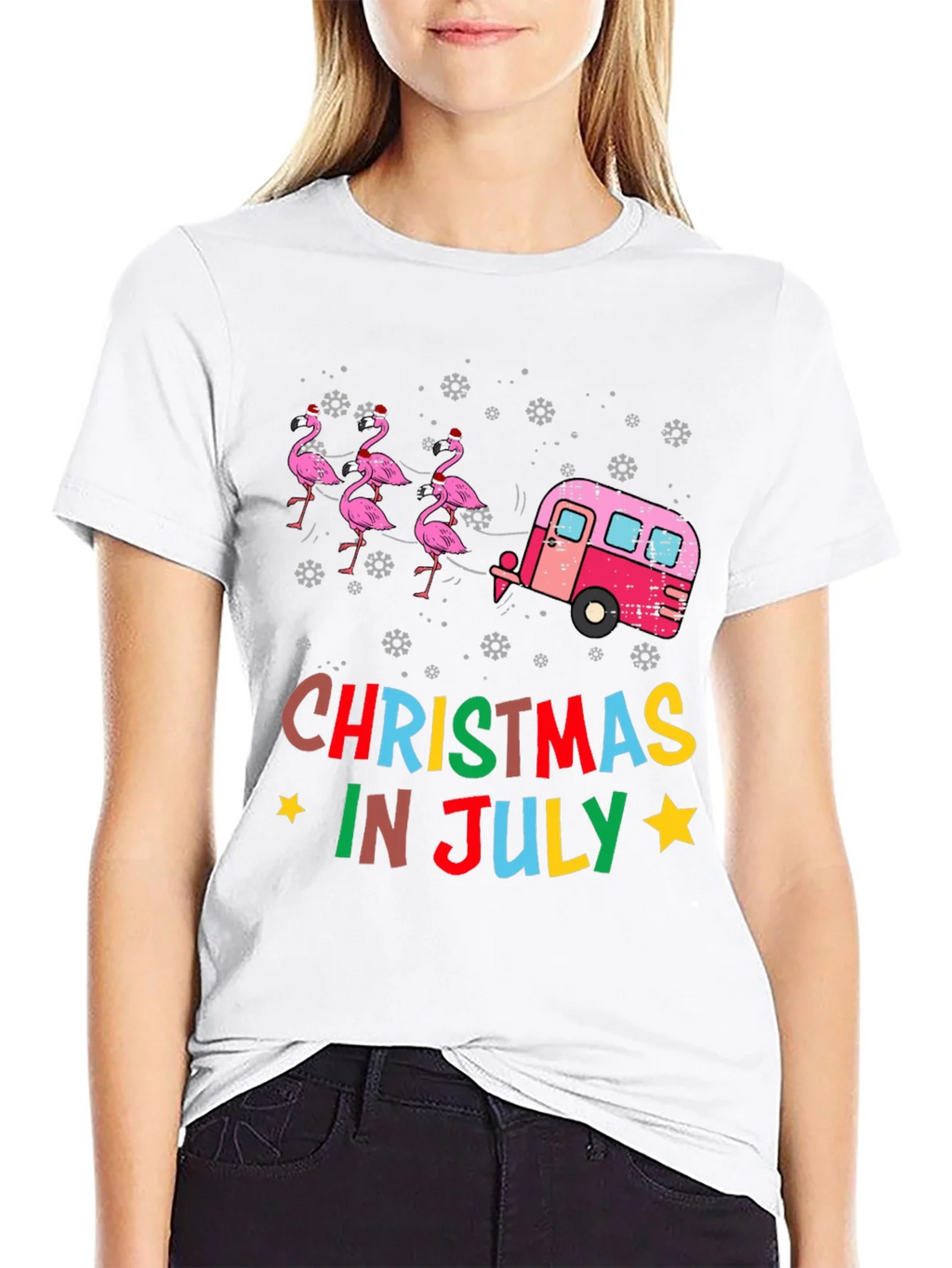 Christmas in July Flamingo T-Shirt product image 8