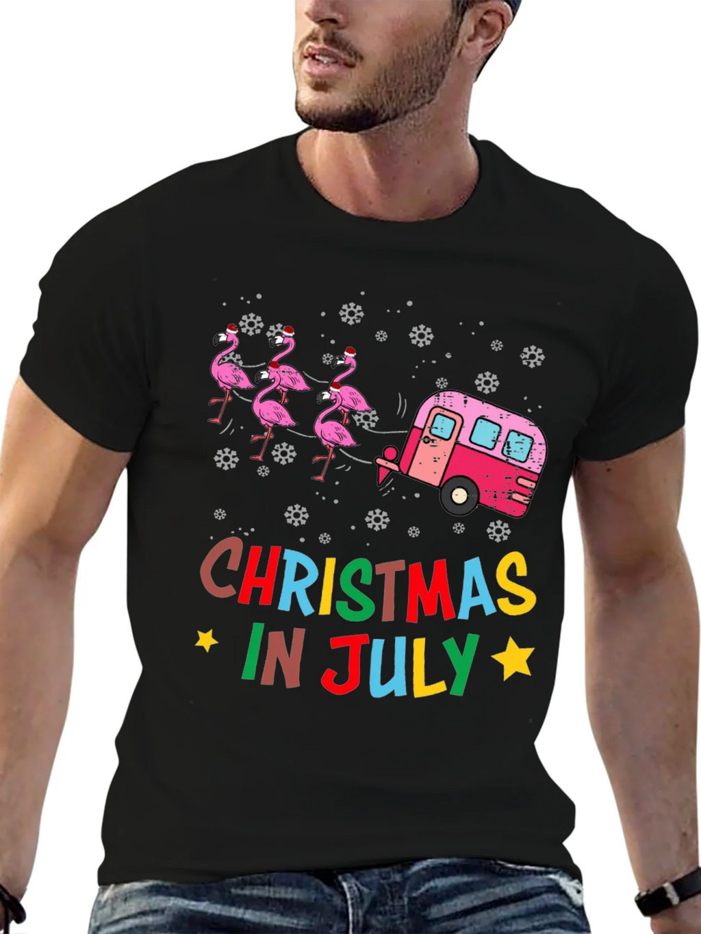 Christmas in July Flamingo T-Shirt product image 6