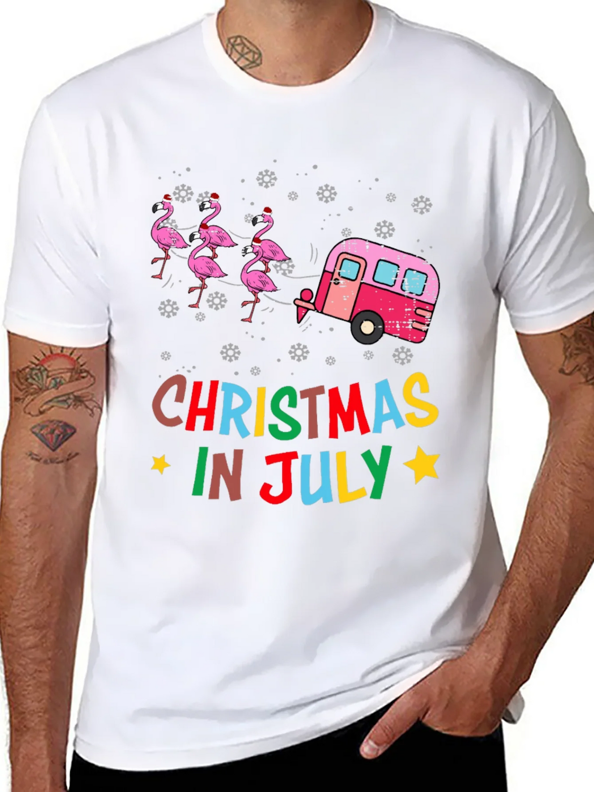 Christmas in July Flamingo T-Shirt product image 7