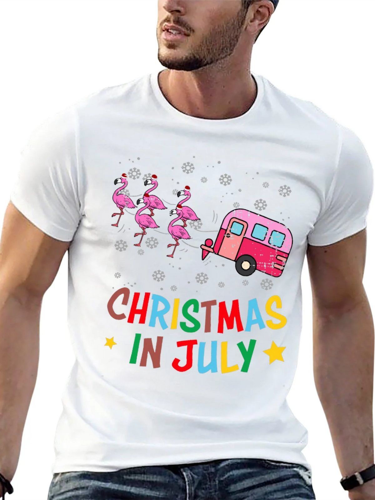 Christmas in July Flamingo T-Shirt product image 12