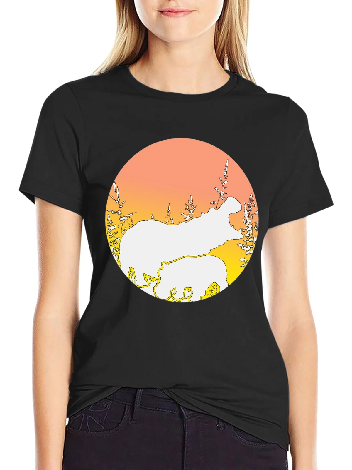 Hippo Silhouette Graphic Tee - Black product image 2