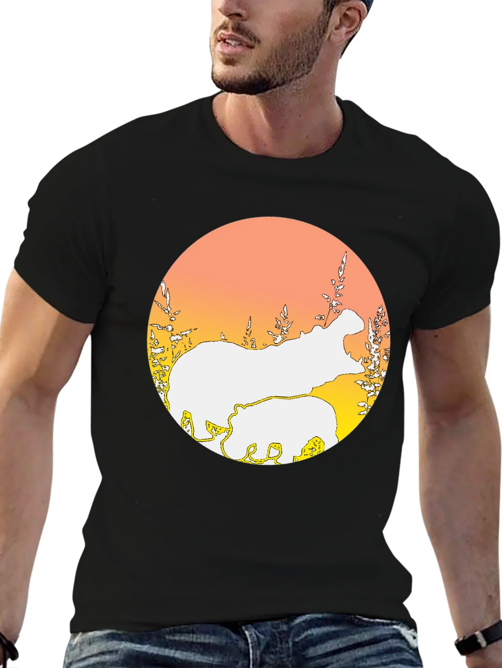 Hippo Silhouette Graphic Tee - Black product image 6