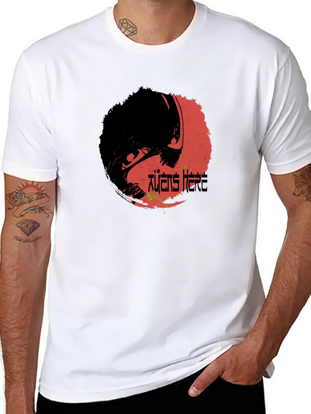 Aliens Here Graphic T-Shirt - Black Cotton Tee product image 7