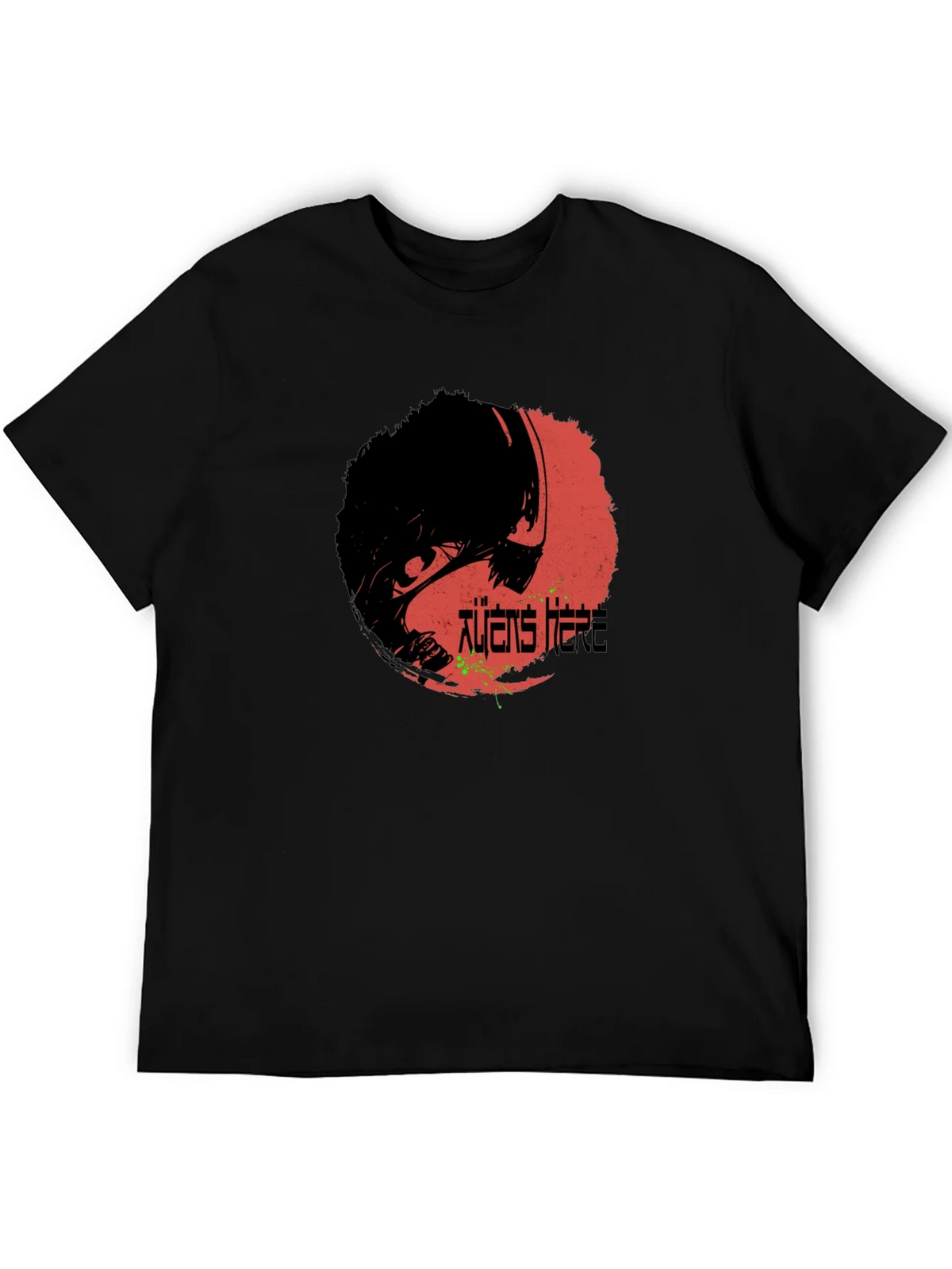 Aliens Here Graphic T-Shirt - Black Cotton Tee product image 5
