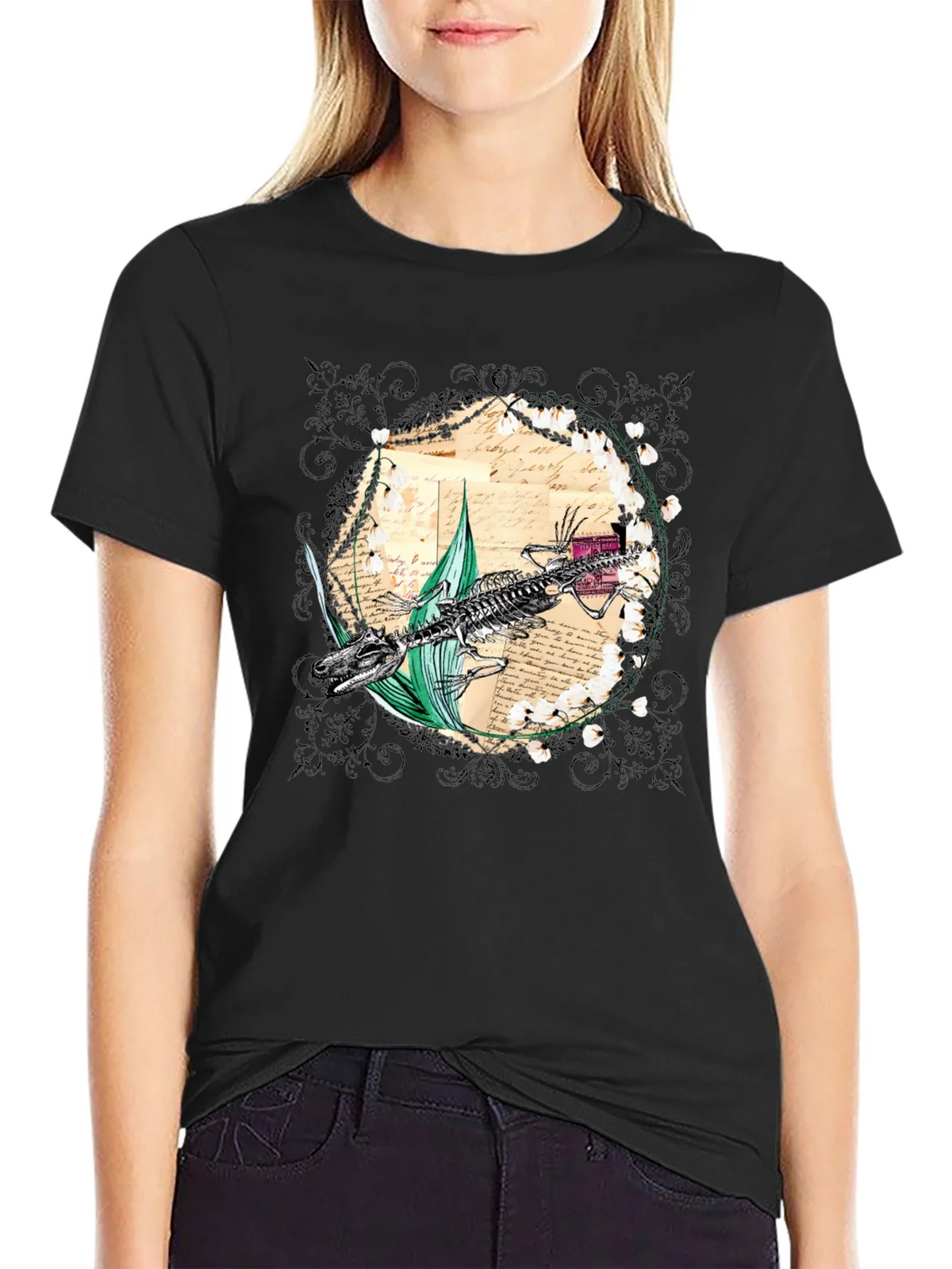 Vintage Crocodile Skeleton Graphic Tee product image 2