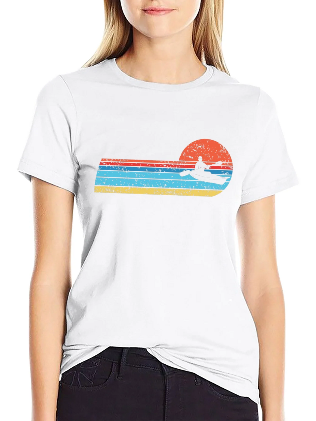 Retro Kayak Sunset Graphic Tee product image 8