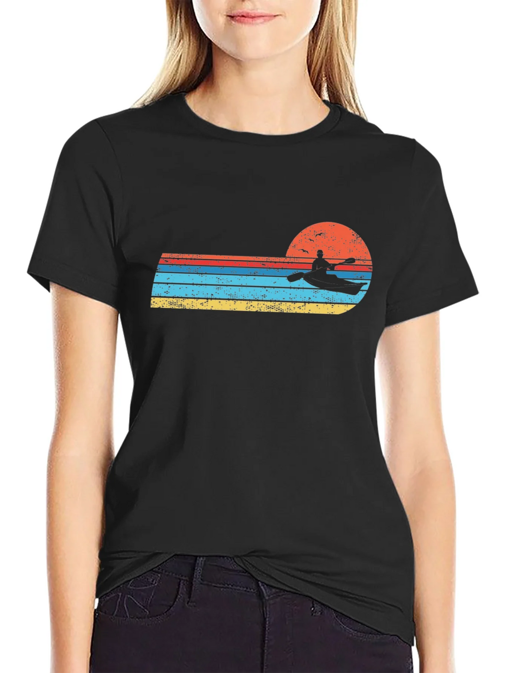 Retro Kayak Sunset Graphic Tee product image 2