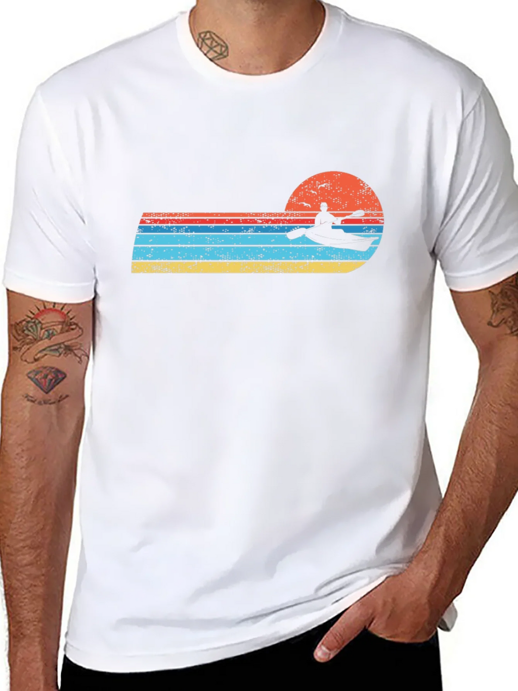 Retro Kayak Sunset Graphic Tee product image 7
