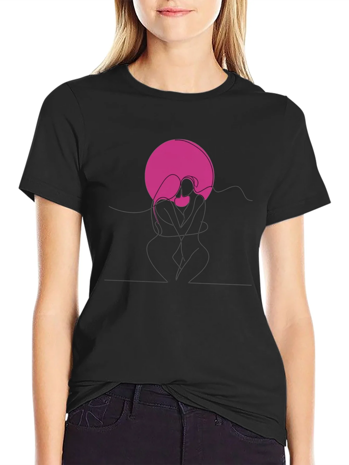 Abstract Couple Graphic Tee - Black product image 2