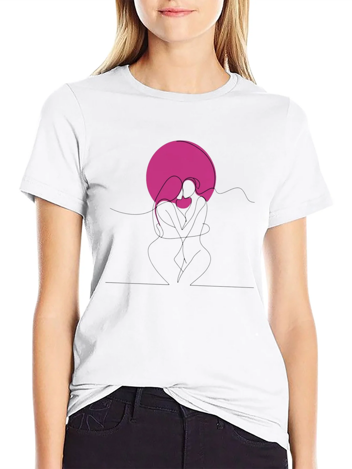 Abstract Couple Graphic Tee - Black product image 7