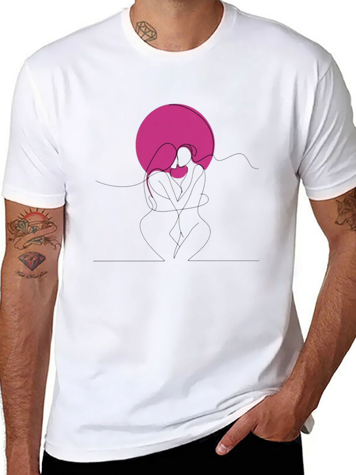 Abstract Couple Graphic Tee - Black product image 6