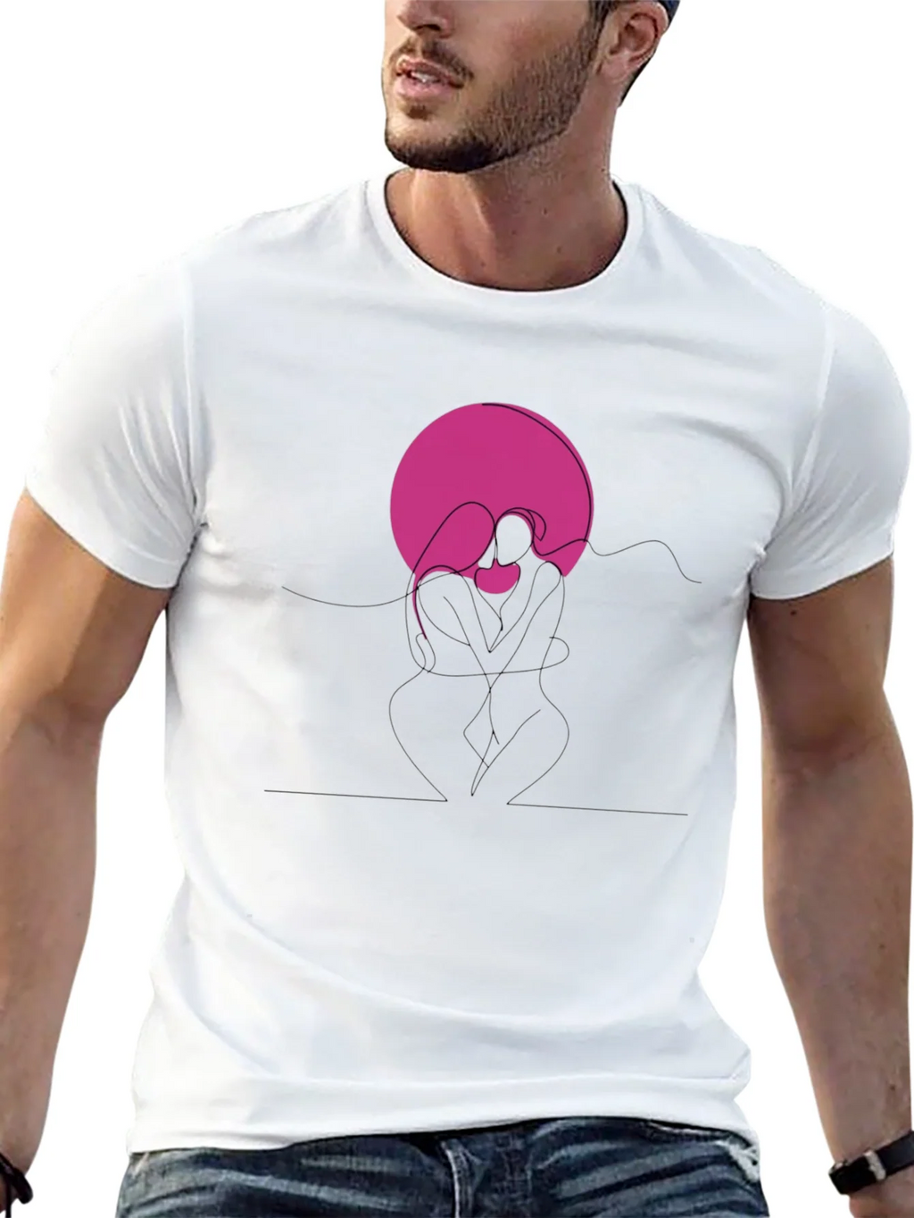 Abstract Couple Graphic Tee - Black product image 11