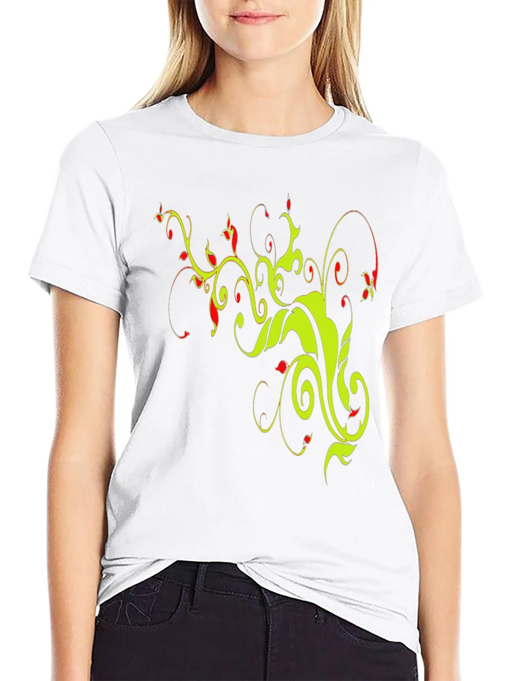 Stylish Black T-Shirt with Floral Vine Design product image 7