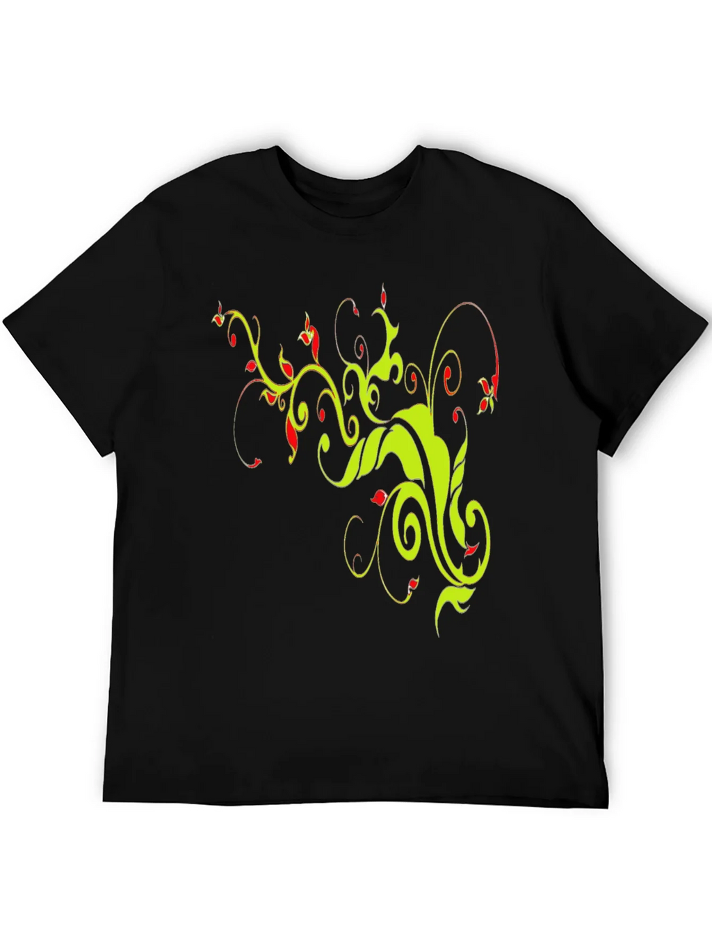 Stylish Black T-Shirt with Floral Vine Design product image 5