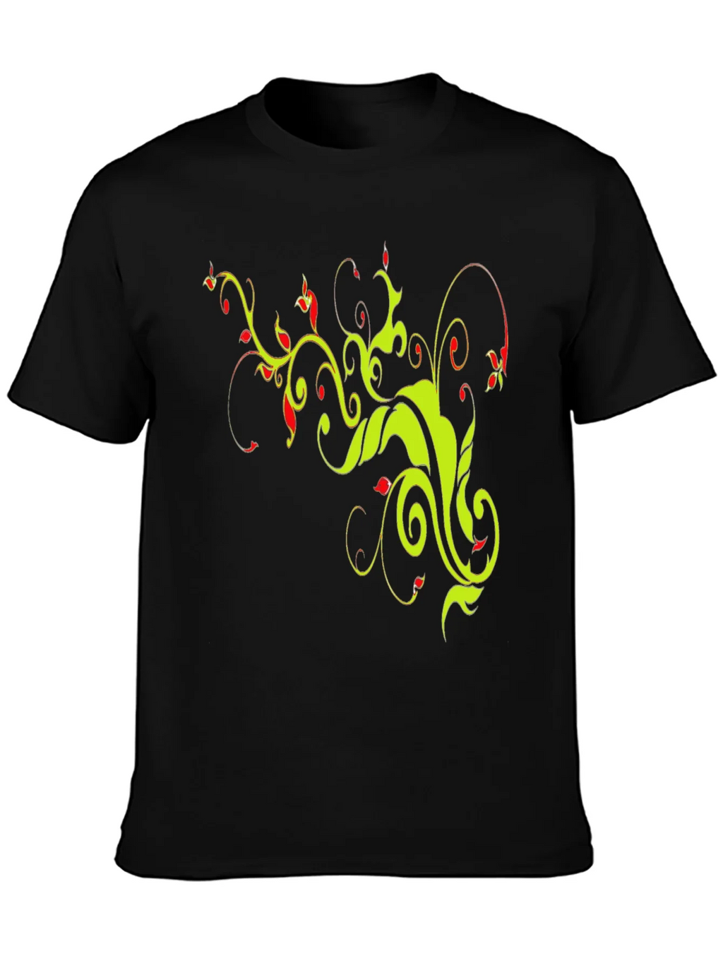 Stylish Black T-Shirt with Floral Vine Design product image 3